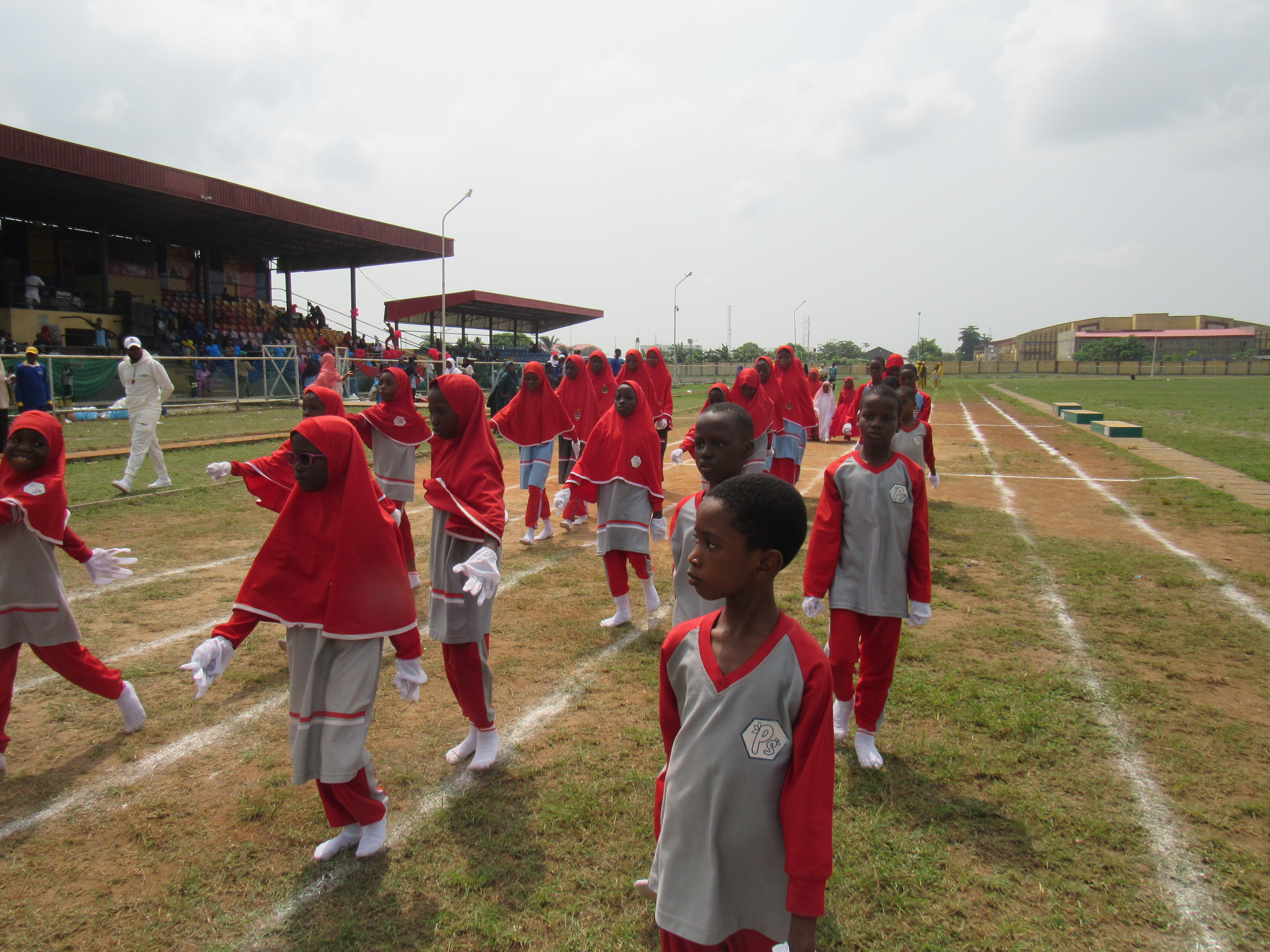 Red House marching during sports fest